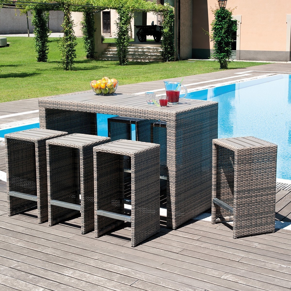 Bancone bar da giardino con 6 sgabelli moia bar 92 bancone alto in ... Sgabello in resina esterno