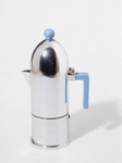 Caffettiera espresso Alessi alluminio manico azzurro tz.1