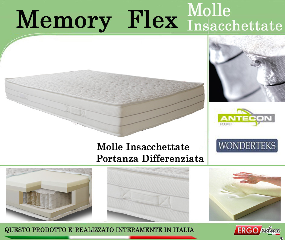 Materasso Memory Mod. Memory Flex con Molle Insacchettate Singolo ... Materasso Memory Mod. Memory Flex con Molle Insacchettate Singolo ...